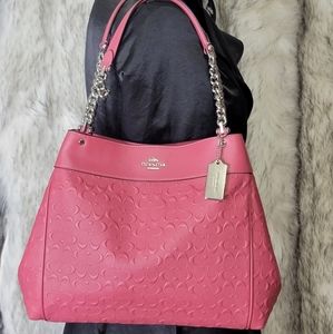 ♡ Coach NWT Rare Designer Purse Bag Signature Embossed Leather Shoulder Bag